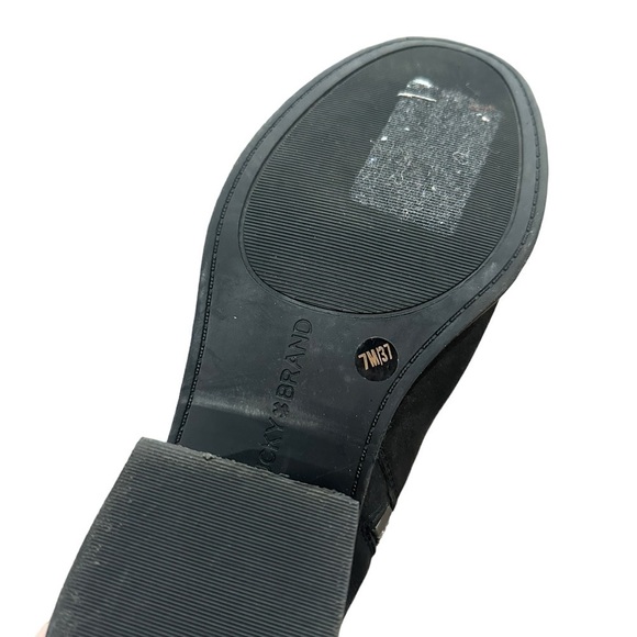 Lucky Brand Kalie Black suede Studded Boho Zip Up Leather Moto Biker Ankle Boots - Picture 5 of 8